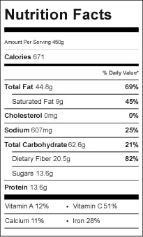 Love Your Liver Beet Salad Nutrition Label