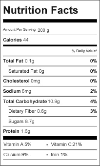 Ruby Ginger Detox Elixir Nutrition Label