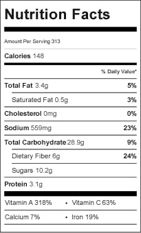 Spicy Carrot Soup Nutrition Label