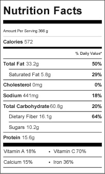 Sweet-Potato-Wrap Nutrition Label