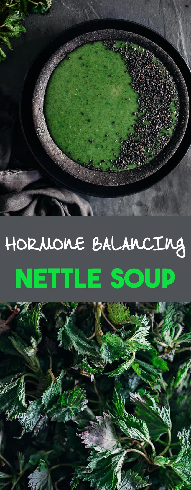 Creamy green nettle soup for hormone balance and spring detox #vegan | TheAwesomeGreen.com