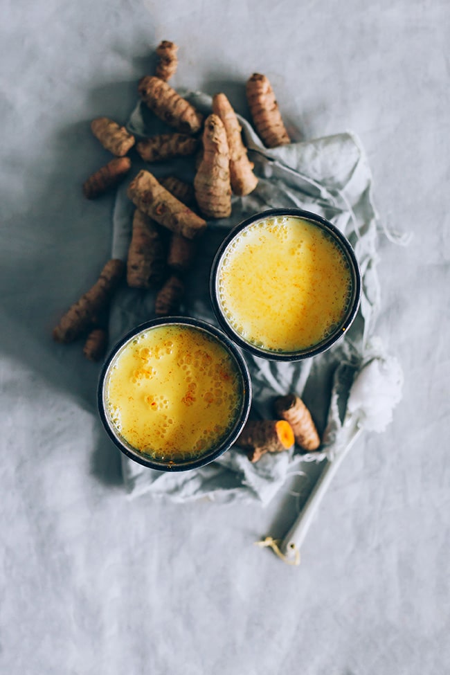Turmeric golden milk with ashwagandha and chamomile
