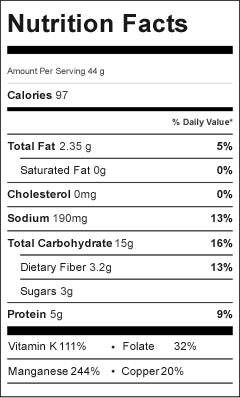 Falafel-Sandwich-Nutrition Label