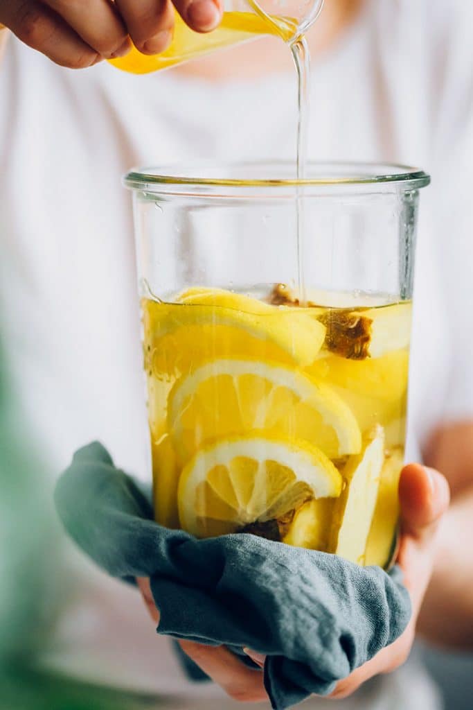 Detox water with lemon and pineapple