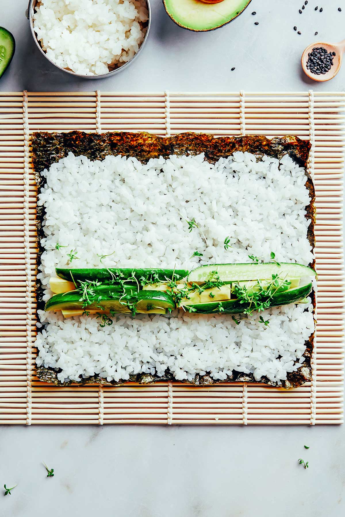 Easy and Allergy Friendly Cucumber and Avocado Sushi Rolls - Nut